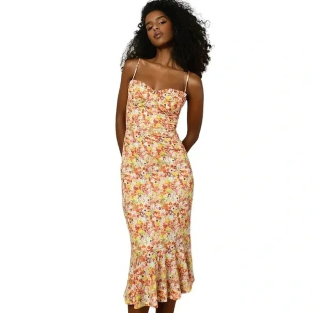 crochet fabric dress Simon Miller Women's Muro Cream Floor Length One Ecom Style:AP1E212090 Size:XL-17.5 36/37 Golden embellishments at the